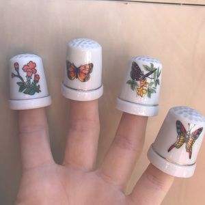 Porcelain Thimbles! Butterflies & Flowers $7 Each
